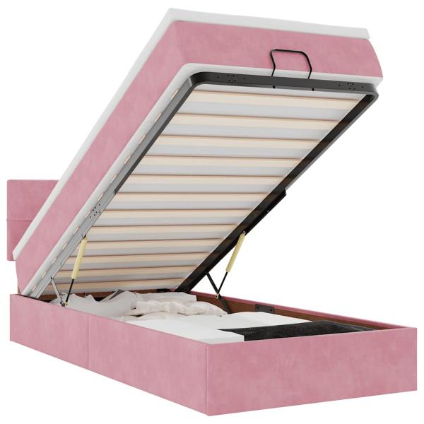 Ottoman-Bett mit Matratze Rosa 80x200 cm Samt