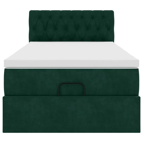Ottoman-Bett mit Matratze Dunkelgrün 80x200 cm Samt