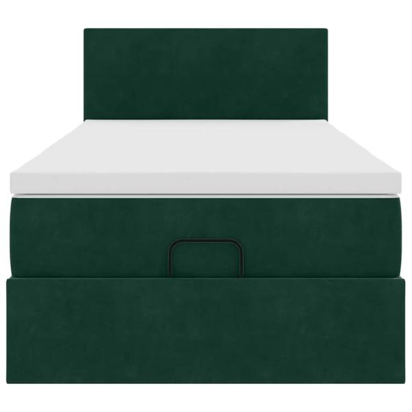 Ottoman-Bett mit Matratze Dunkelgrün 80x200 cm Samt