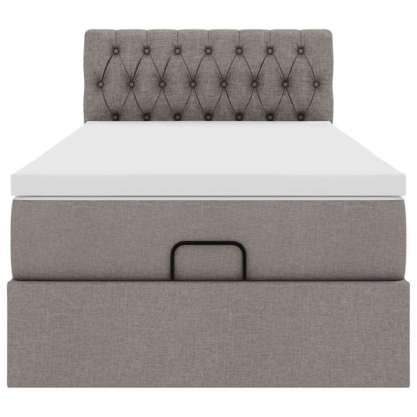 Ottoman-Bett mit Matratze Taupe 80x200 cm Stoff
