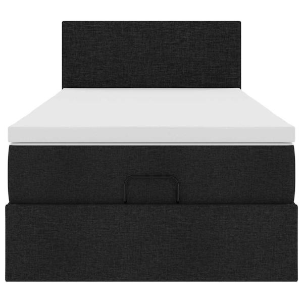 Ottoman-Bett mit Matratze & LEDs Schwarz 90x190 cm Stoff
