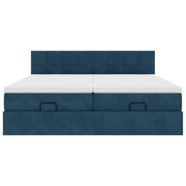 Ottoman-Bett mit Matratzen & LEDs Dunkelblau 160x200 cm Samt