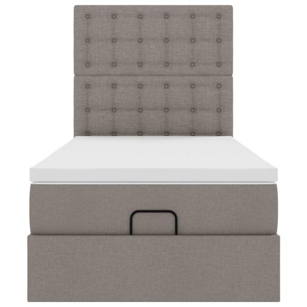 Ottoman-Bett mit Matratze Taupe 90x200 cm Stoff