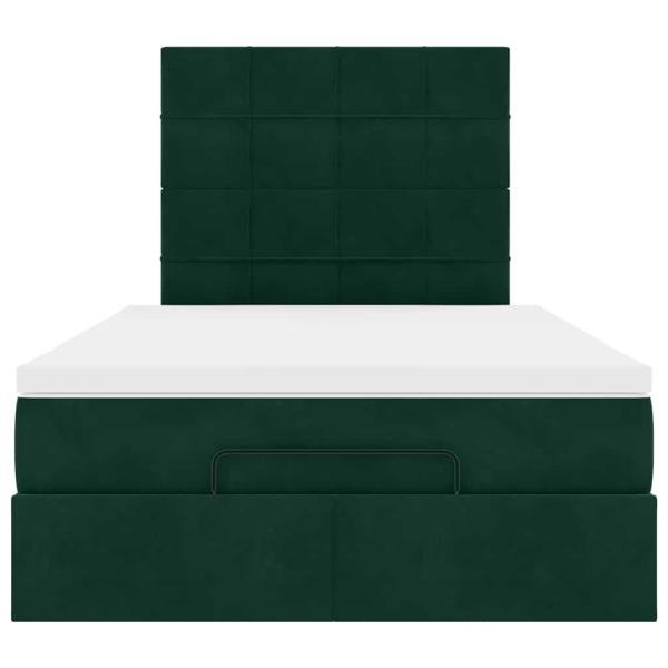 Ottoman-Bett mit Matratzen Dunkelgrün 120x190 cm Samt