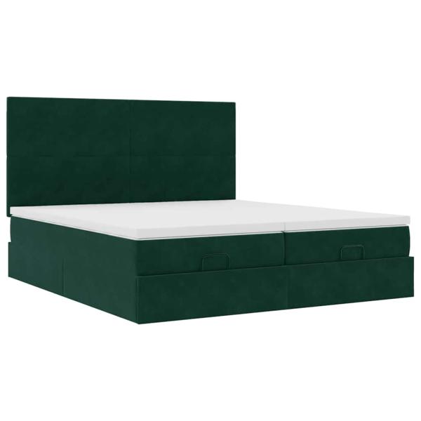 Ottoman-Bett mit Matratzen Dunkelgrün 160x200 cm Samt