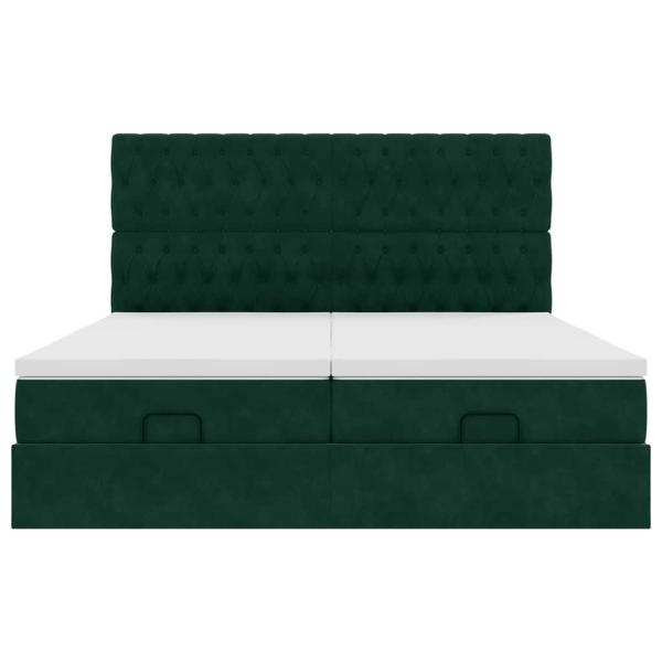Ottoman-Bett mit Matratzen Dunkelgrün 160x200 cm Samt