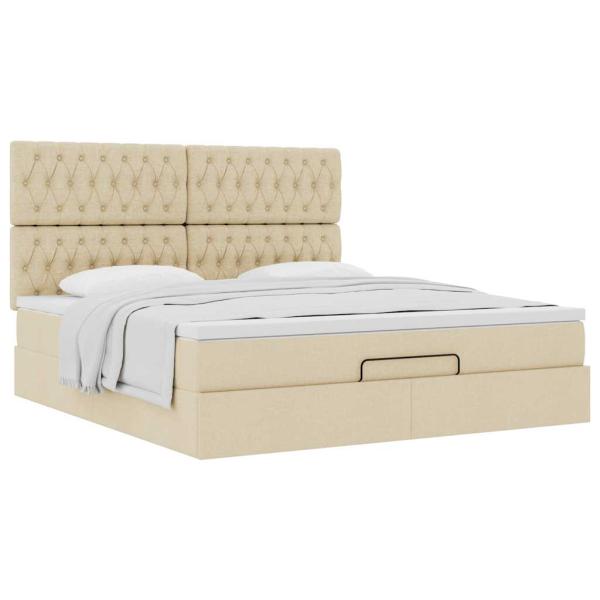Ottoman-Bett mit Matratze Creme 180x200 cm Stoff