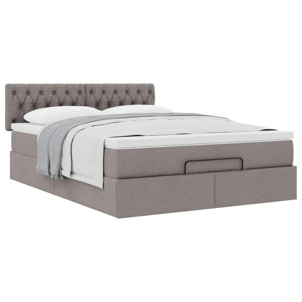Ottoman-Bett mit Matratze Taupe 140x190 cm Stoff