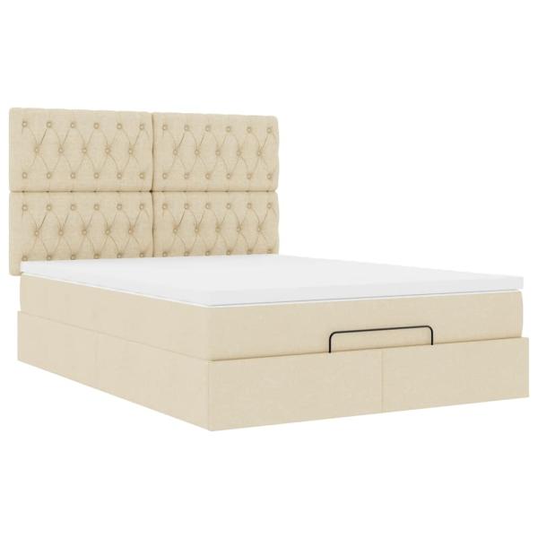 Ottoman-Bett mit Matratze Creme 140x190 cm Stoff