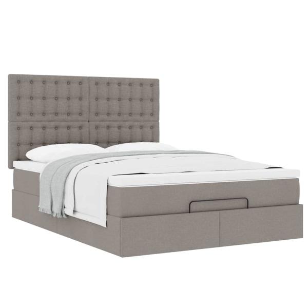 Ottoman-Bett mit Matratze Taupe 140x190 cm Stoff