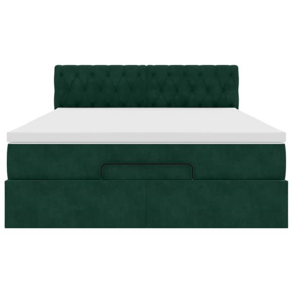 Ottoman-Bett mit Matratze Dunkelgrün 140x190 cm Samt