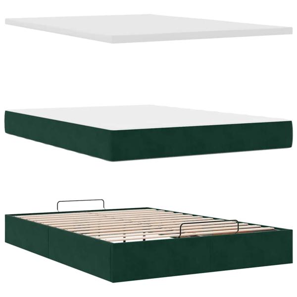 Ottoman-Bett mit Matratze Dunkelgrün 140x190 cm Samt