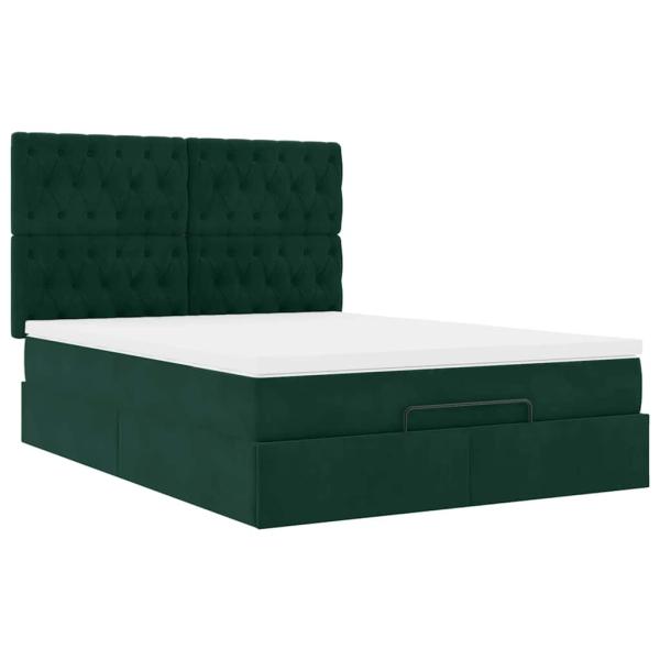 Ottoman-Bett mit Matratzen Dunkelgrün 140x190 cm Samt