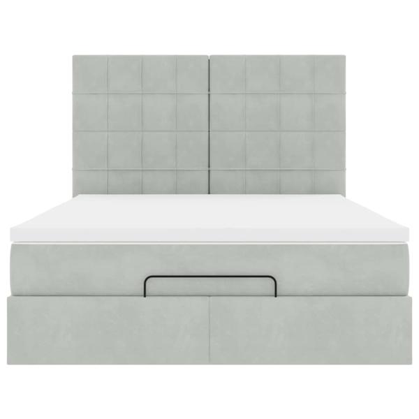 Ottoman-Bett mit Matratzen Hellgrau 140x190 cm Samt