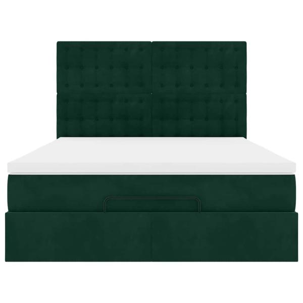 Ottoman-Bett mit Matratzen Dunkelgrün 140x190 cm Samt