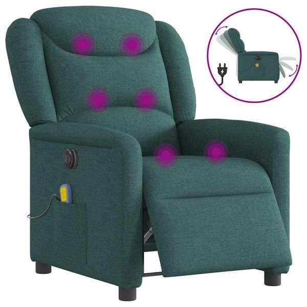 ARDEBO.de - Massagesessel Elektrisch Dunkelgrün Stoff