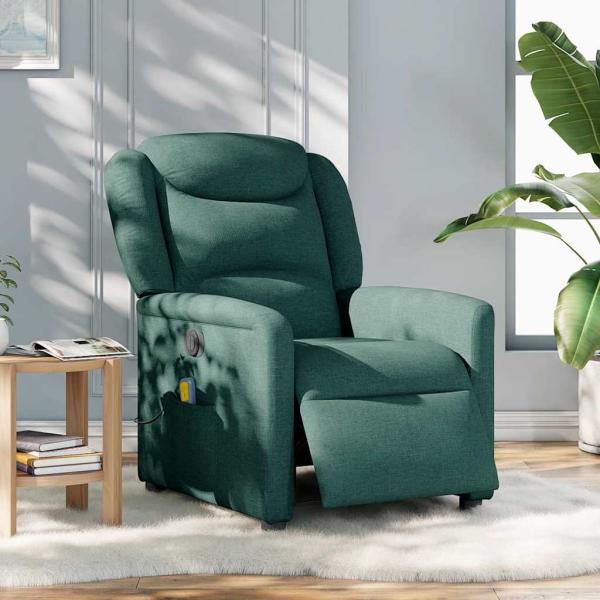 Massagesessel Elektrisch Dunkelgrün Stoff