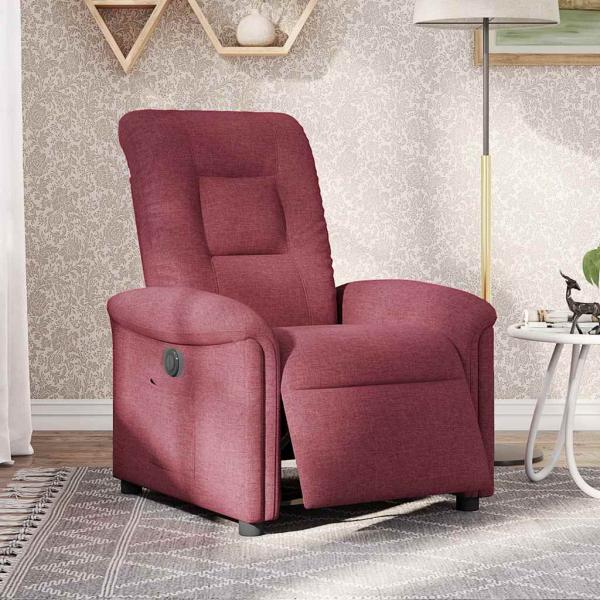 Relaxsessel Elektrisch Weinrot Stoff