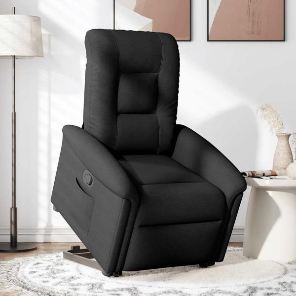 Relaxsessel mit Aufstehhilfe Schwarz Stoff