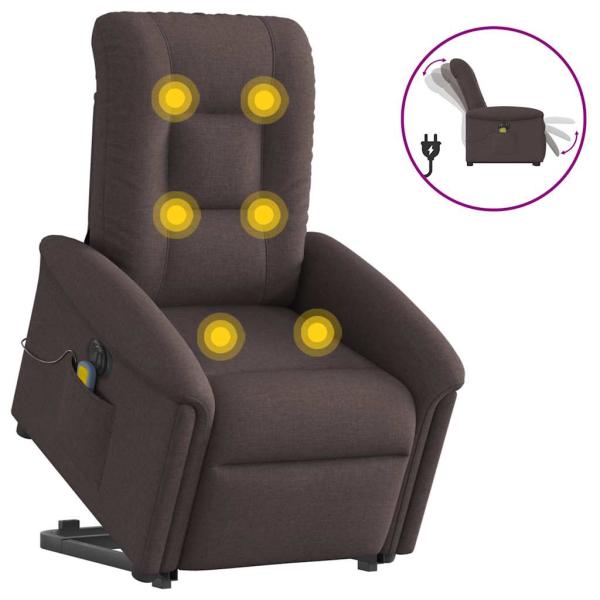 ARDEBO.de - Elektrischer Massagesessel mit Aufstehhilfe Dunkelbraun Stoff