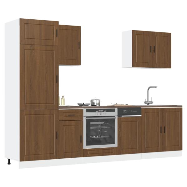 ARDEBO.de - 7-tlg. Küchenschrank-Set Porto Braun Eichen-Optik Holzwerkstoff
