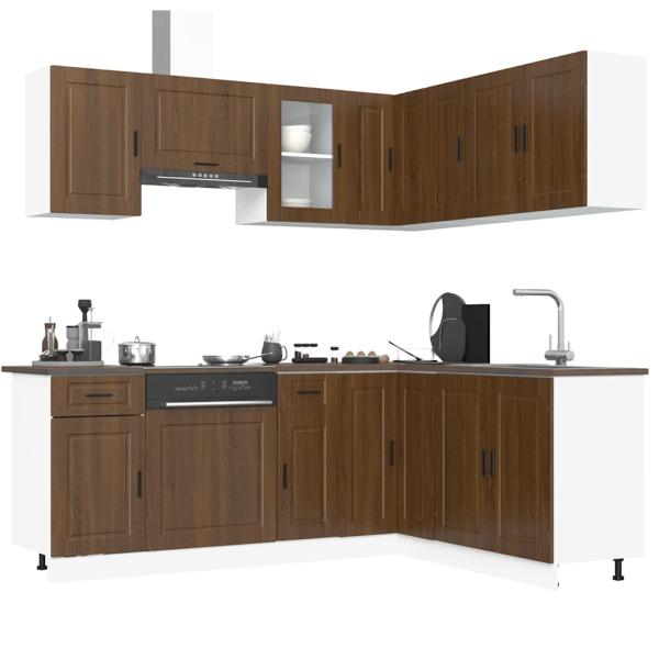 ARDEBO.de - 11tlg. Küchenschrank-Set Porto Braun Eichen-Optik Holzwerkstoff