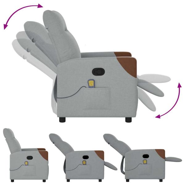 Massagesessel Hellgrau Stoff