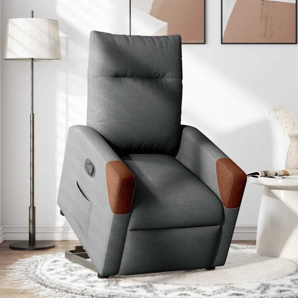 Relaxsessel mit Aufstehhilfe Dunkelgrau Stoff