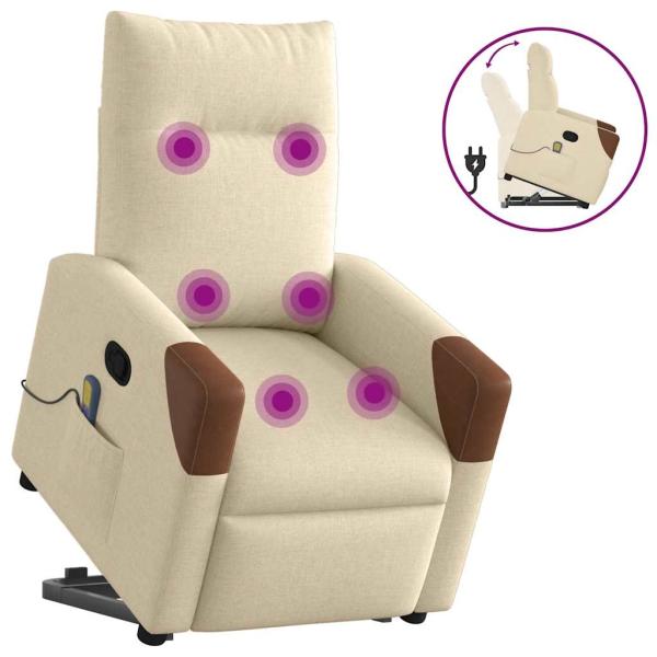 ARDEBO.de - Massagesessel mit Aufstehhilfe Creme Stoff