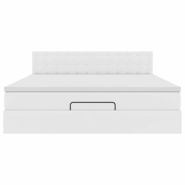 Ottoman-Bett mit Matratzen & LEDs Reinweiß 180x200cm Kunstleder