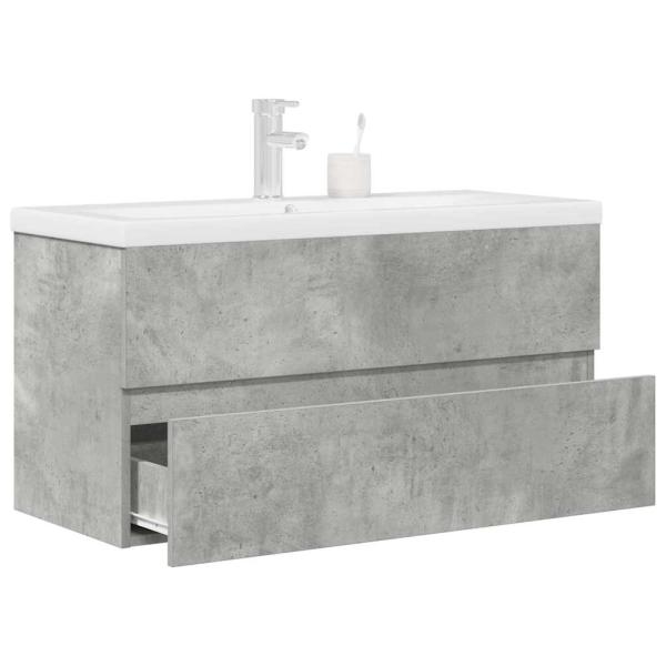 ARDEBO.de - 2-tlg. Badmöbel-Set Betongrau Holzwerkstoff