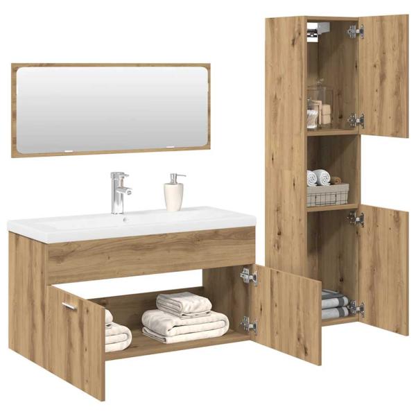 ARDEBO.de - 4-tlg. Badmöbel-Set Artisan-Eiche Holzwerkstoff