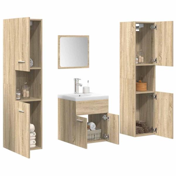 ARDEBO.de - 5-tlg. Badmöbel-Set Sonoma-Eiche Holzwerkstoff