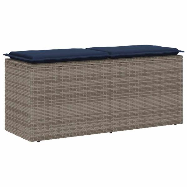 ARDEBO.de - Gartenbank mit Kissen Grau 110x40x44 cm Poly Rattan