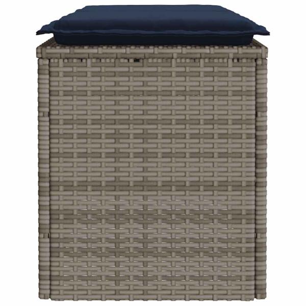 Gartenbank mit Kissen Grau 110x40x44 cm Poly Rattan