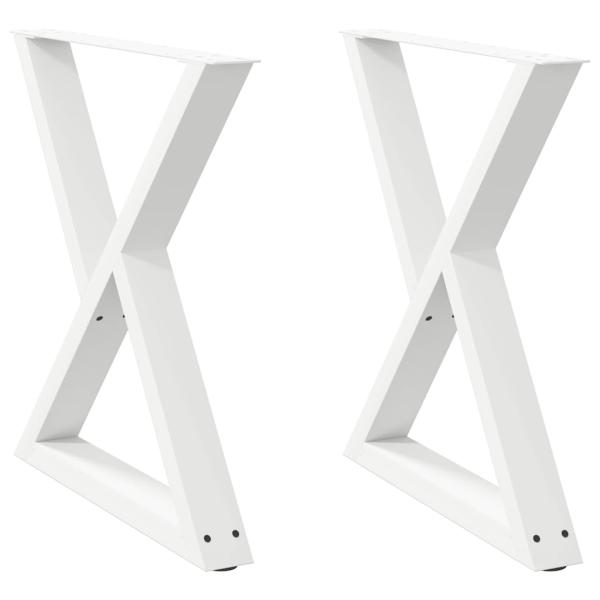 Esstisch Beine 2 Stück Weiß 80x(72-73,3) cm Stahl
