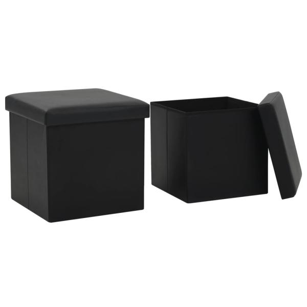 ARDEBO.de - Hocker mit Stauraum 2 Stk. Schwarz Kunstleder