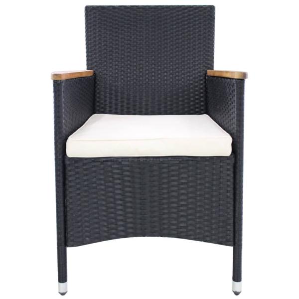 Gartenstühle 2 Stk. mit Polstern Poly Rattan Schwarz