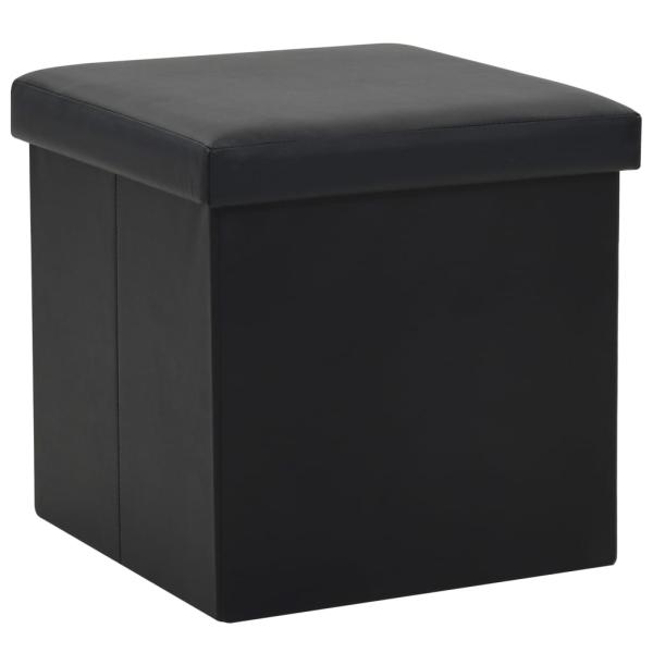 ARDEBO.de - Hocker mit Stauraum Schwarz Kunstleder