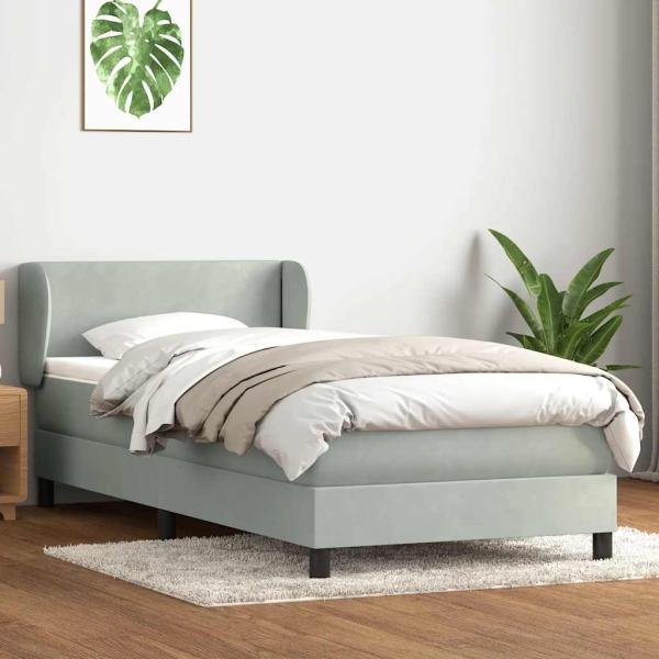Boxspringbett mit Matratze Hellgrau 80x210 cm Samt