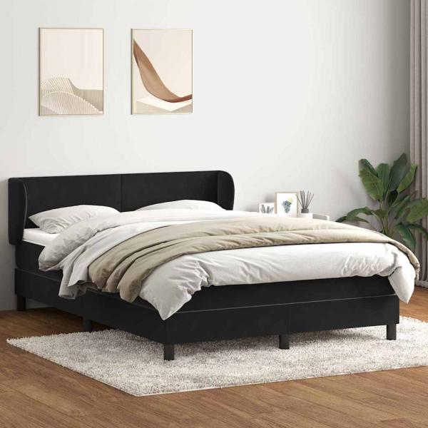 Boxspringbett mit Matratze Schwarz 160x210 cm Samt