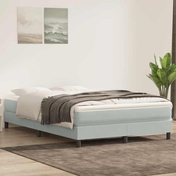 ARDEBO.de - Boxspringbett mit Matratze Hellgrau 160x210 cm Samt