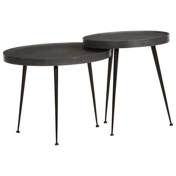 ARDEBO.de - Couchtisch 2 Stk. Schwarz Holzwerkstoff