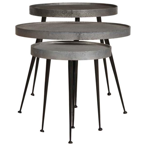 Couchtisch 3 Stk. Silbern Holzwerkstoff