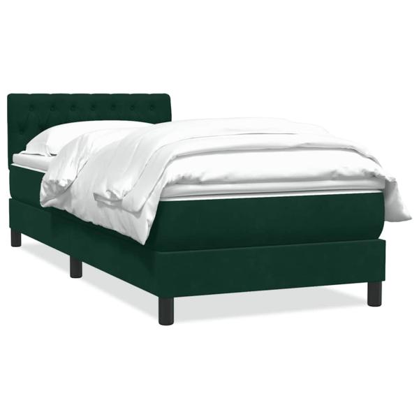 Boxspringbett mit Matratze Dunkelgrün 80x220 cm Samt