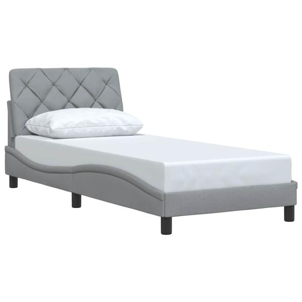 Bettgestell ohne Matratze Hellgrau 90x190 cm Stoff