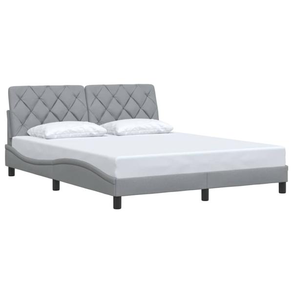 Bettgestell ohne Matratze Hellgrau 160x200 cm Stoff
