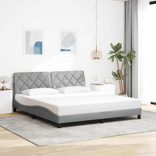 ARDEBO.de - Bettgestell ohne Matratze Hellgrau 180x200 cm Stoff