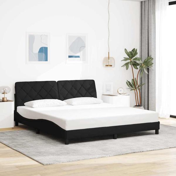 ARDEBO.de - Bettgestell ohne Matratze Schwarz 180x200 cm Stoff