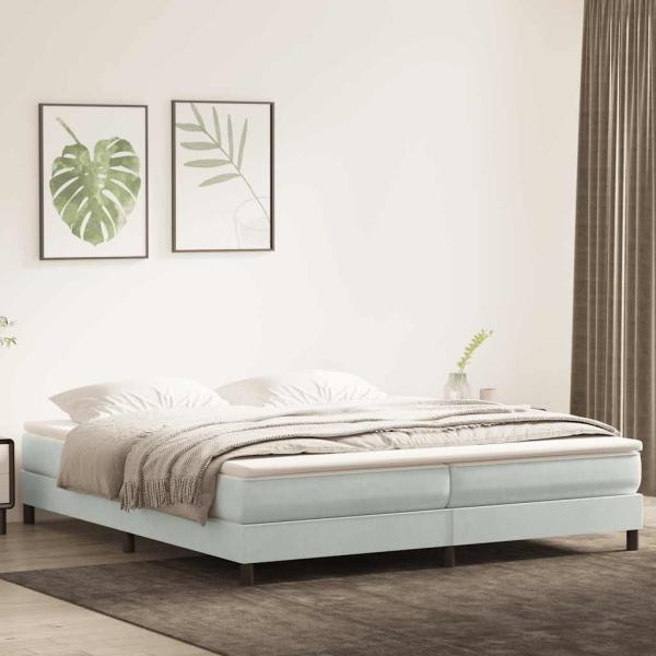 ARDEBO.de - Boxspringbett ohne Matratze Hellgrau 200x210 cm Samt